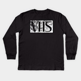 VHS Logo vintage retro tape lover design Kids Long Sleeve T-Shirt